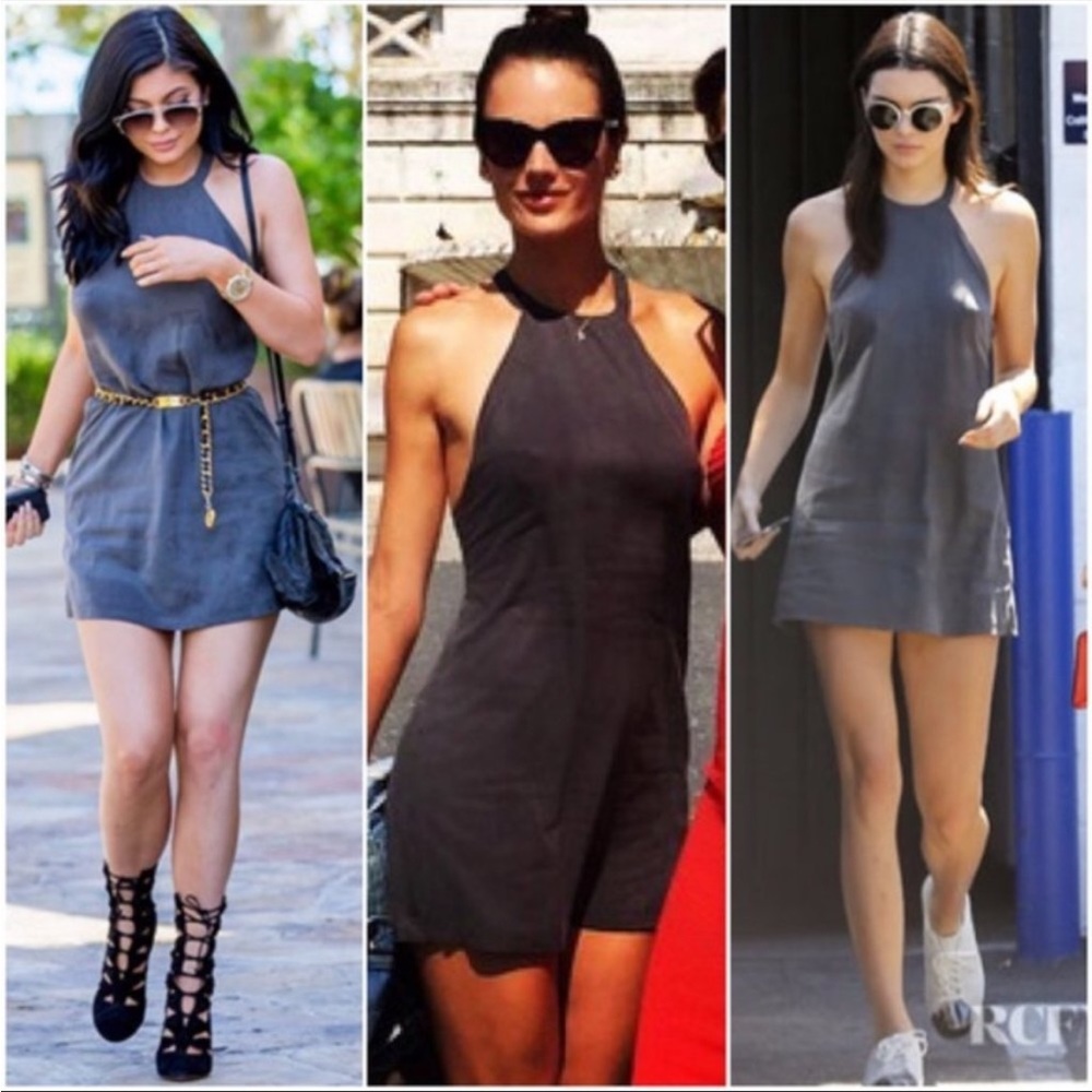 NBD Slate Gray Halter Mini Dress
